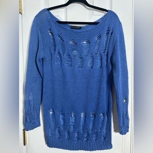 Blue Crew Neck knitted blouse Size L